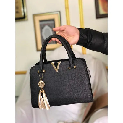 Fashion Women Handbags Tassel PU  - Black