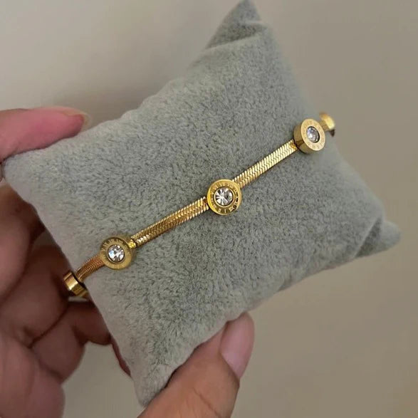 Gold Roman Stainless Steel Numeral Bracelet